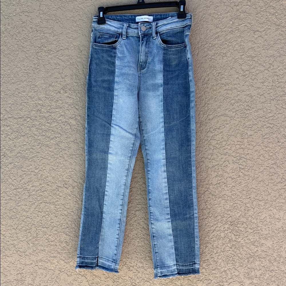 Flying Monkey Two-Tone Blue Ankle Jeans